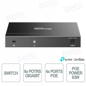 SG2206MP 6-Port Gigabit Switch with 4 PoE+, SFP Slots, SDN Cloud Management, and 63W PoE Budget for Enterprise Networks - Omada