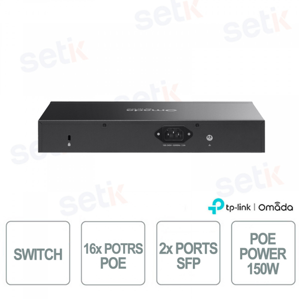 ES220GP Switch Gigabit 20 Porte con 16 PoE+, 2 Slot SFP, Gestione Cloud SDN e Budget PoE 150W - Omada