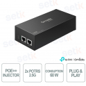 POE370S Iniettore PoE++ 10G con 2 Porte RJ45, Potenza 60W per Access Point e IP Camera - Omada