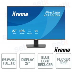 X2793HSU-B1 27" IPS Full HD 120Hz, speaker integrati, HDMI DisplayPort, USB hub, Flicker Free e Blue Light - iiyama