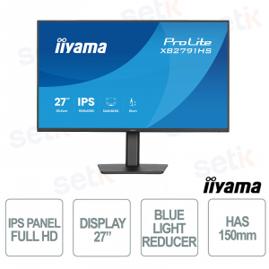 XB2791HS-B1 27" IPS Full HD 120Hz, supporto ergonomico regolabile, Flicker Free, Blue Light, HDMI DisplayPort - iiyama