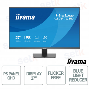 X2797QSU-B1 27" QHD IPS 75Hz, USB Hub 4 Porte, HDMI DisplayPort, Eye Comfort TÜV, Flicker Free, speaker integrati - iiyama
