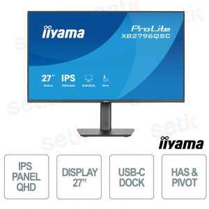 XB2796QSC-B1 27" QHD IPS with 65W USB-C, Ergonomic Adjustable Stand and Flicker-Free Technology - iiyama