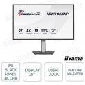 HB2701UHSNP-B1 27" 4K UHD IPS Black, 99% DCI-P3 Pantone Validated, USB-C Dock and KVM for professional graphics - iiyama