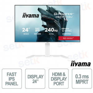 GB2471HSU-W1 24" Full HD IPS 165Hz, 0.3ms MPRT, FreeSync Premium with USB Hub and White Design - iiyama