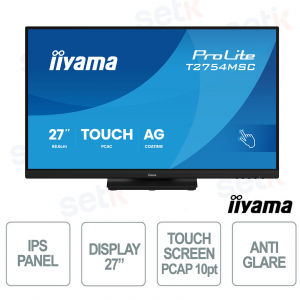 T2754MSC-B2AG Écran tactile IPS Full HD 27" PCAP 10" IP65 HDMI DisplayPort USB Haut-parleurs Bord à bord - iiyama