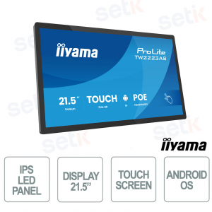TW2223AS-B3P 21,5" Full HD IPS Android PoE NFC RFID Wi-Fi LAN VESA per Digital Signage e Retail - iiyama