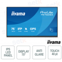 TN7505A-B1AG 75" 4K UHD Touch, OS-Free, 40 Touch Points, IPS 500 cd/m², Plug & Play per Meeting e Formazione - iiyama