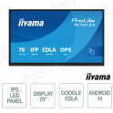 TE7513A-B2AG 75" 4K UHD, Google EDLA, Android 14, 40-point Touch, WiFi-6E for School and Business - iiyama