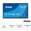 TE8615A-B2AG Téléviseur 86" 4K UHD, Google EDLA, Android 14, tactile 40 points, WiFi 6E pour l'école et le travail - iiyama