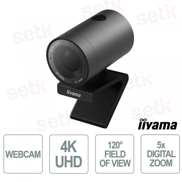 UC-CAM10PRO-1 Webcam 4K con Auto Framing, Microfoni Integrati, Zoom 5x e FoV 120° - iiyama