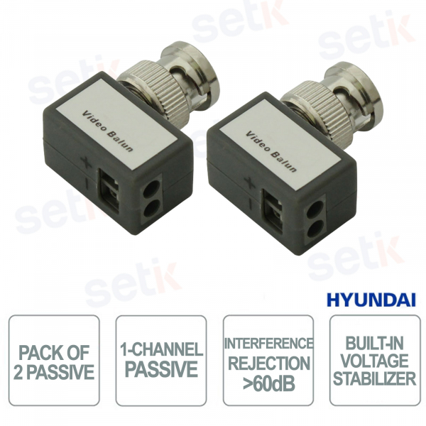 Trasmettitori Passivi Video HDCVI HDTVI AHD su Twisted Pair, 300m, No Alimentazione, Anti Interferenze - Hyundai