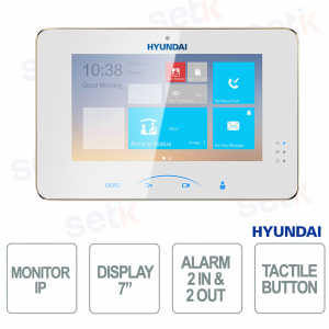 7" Touch Screen IP Monitor with Two-Way Audio, Ethernet, Alarms, MicroSD, and PonC for Video Intercom - Hyundai