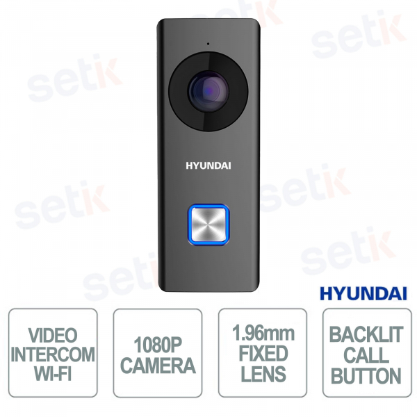 1080P WiFi Video Doorbell with IR, 180°, Two-Way Audio, Motion Detection, MicroSD, and IP54 - Hyundai