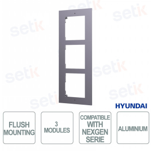 3-Module Aluminum Video Intercom Flush-Mount Frame with Front Panel and Mounting Accessories - Hyundai