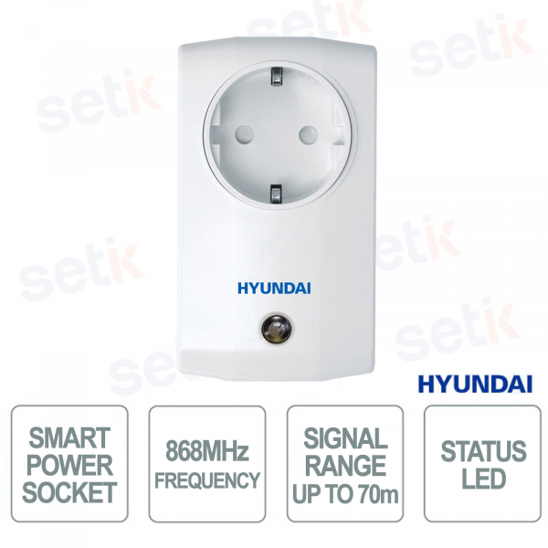 Prise intelligente Hyundai avec variateur, contrôle par application, 868 MHz et protection contre les surcharges de 2 000 W