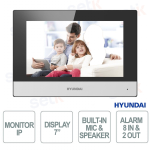 Hyundai 7" Touch Screen WiFi 2-Wire IP Video Intercom Monitor with Alarms, Relays, and Remote Control