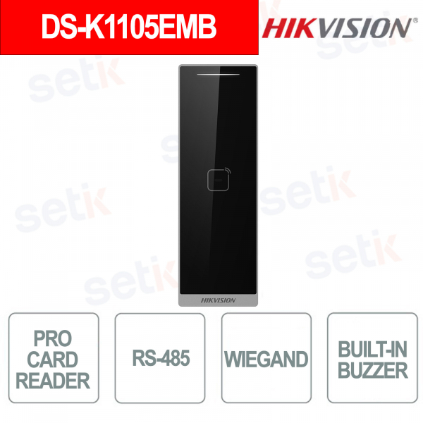Lecteur de badges RFID M1 EM RS-485 Wiegand OSDP Bluetooth IP66 à écran tactile - Hikvision