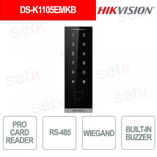 copy of Lecteur de badges RFID M1 EM RS-485 Wiegand OSDP Bluetooth IP66 à écran tactile - Hikvision
