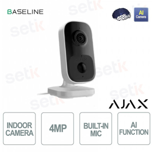 Ajax IndoorCam Blanche – Caméra Wi-Fi d'intérieur avec IA, détecteur de mouvement PIR et HDR