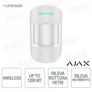 Détecteur de mouvement et de bris de verre infrarouge sans fil Ajax Superior CombiProtect Jeweller avec microphone - Noir