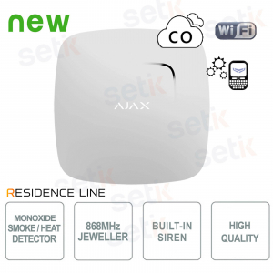 Détecteur de fumée, de monoxyde de carbone et de température sans fil Ajax FireProtect Plus Jeweller blanc