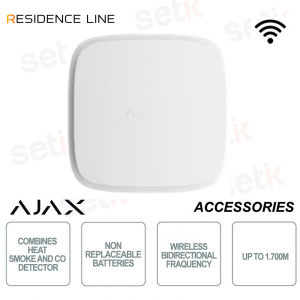 Ajax FireProtect 2 AC Jeweller Bianco – Rilevatore Antincendio Intelligente con Sensore Fumo, Calore e Monossido di Carbonio