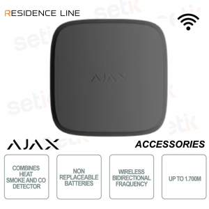 Ajax FireProtect 2 AC Jeweller Black – Smart Fire Detector with Smoke, Heat and Carbon Monoxide Sensor