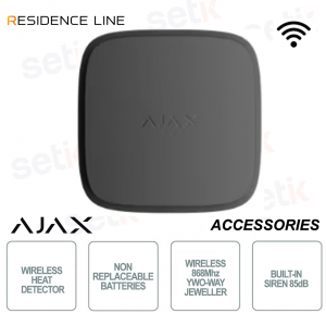 Détecteur de fumée réseau Ajax FireProtect 2 AC Noir avec capteur de chaleur pour bijoutiers