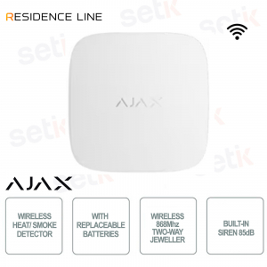 Ajax FireProtect 2 RB White Jeweler Wireless Smoke and Heat Detector with Advanced Sensor and Integrated Siren