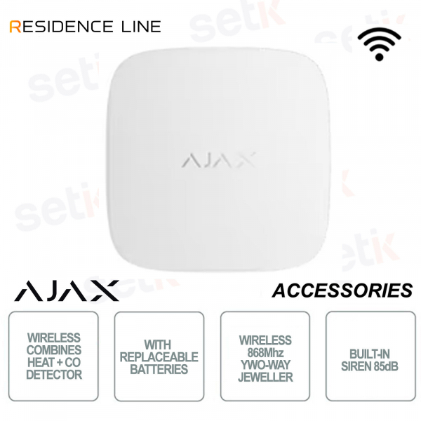 Ajax FireProtect 2 RB Bianco – Rilevatore Calore e Monossido di Carbonio Jeweller