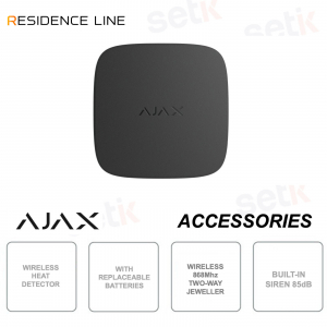 Ajax FireProtect 2 RB Nero – Rilevatore Antincendio Wireless con Sensore di Calore Jeweller