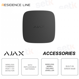 Détecteur de chaleur et de monoxyde de carbone Ajax FireProtect 2 RB Noir – Bijoutier