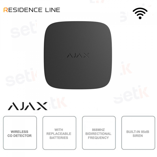 Ajax FireProtect 2 RB Nero – Rilevatore Monossido di Carbonio CO Wireless Jeweller