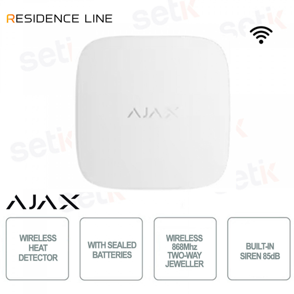 Ajax FireProtect 2 SB Bianco – Rilevatore Antincendio Wireless con Sensore di Calore Jeweller