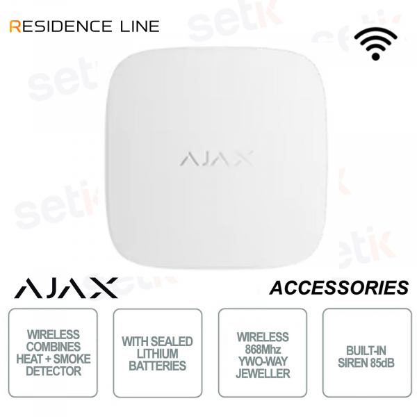 Ajax FireProtect 2 SB Bianco – Rilevatore Antincendio Wireless Fumo e Calore Jeweller