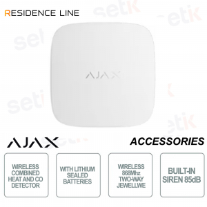 Ajax FireProtect 2 SB Bianco – Rilevatore Calore e Monossido di Carbonio Jeweller