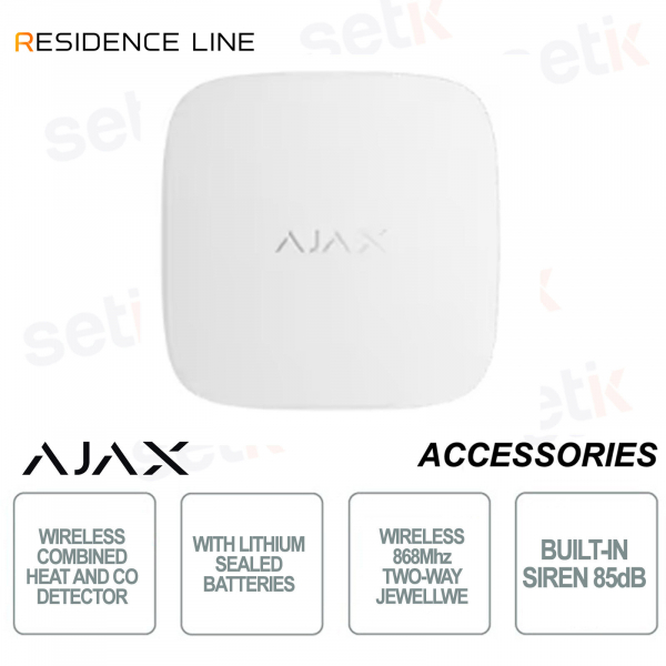 Ajax FireProtect 2 SB Bianco – Rilevatore Calore e Monossido di Carbonio Jeweller