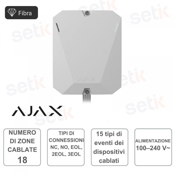Ajax Superior MultiTransmitter Fibra - Modulo per integrare rilevatori e dispositivi cablati - Bianco - Ajax