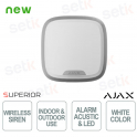 Superior StreetSiren Plus Jeweller Bianco Sirena Wireless IP54 107 dB con Protezione Anti-Sabotaggio e 10 Anni Batteria - Ajax