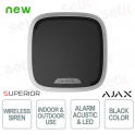Superior StreetSiren Plus Jeweler – Sirène sans fil pour intérieur et extérieur – Noir – Ajax