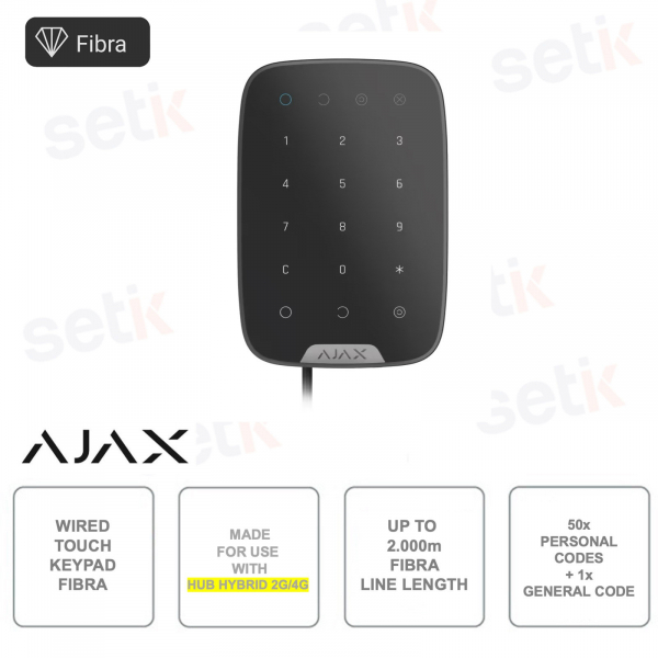Superior KeyPad Fibra Nero Tastiera Cablata con Codici Multipli - Ajax