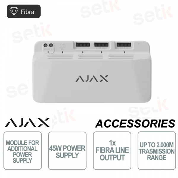 Ajax Superior LineSupply 45 W Fibra Bianco – Alimentatore Linea Fibra con Backup e Protezione