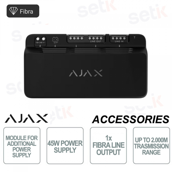 Ajax Superior LineSupply 45 W Fibra Nero – Alimentatore Linea Fibra con Backup e Protezione