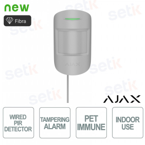 Détecteur de mouvement PIR filaire Ajax Superior MotionProtect Fibra Blanc avec technologie fibre optique