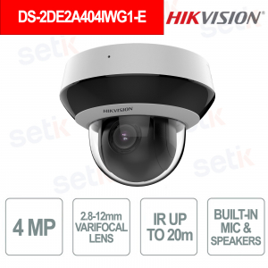 Caméra PTZ 4MP Acusense IR 20 m, zoom 4x, objectif 2,8-12 mm, étanchéité IP66, IK10, IA et apprentissage profond - Hikvision