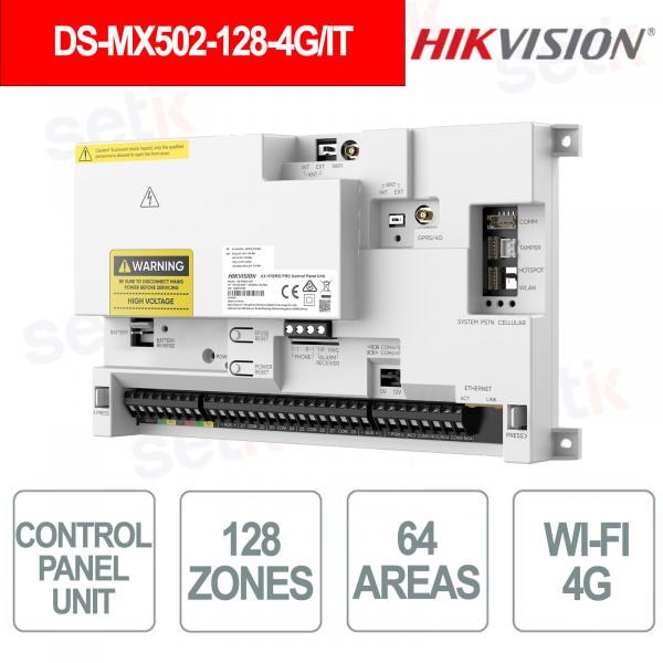 Centrale d'alarme vidéo hybride MX 128 zones LAN WiFi 4G, conforme à la norme EN50131, niveau 2 - Hikvision