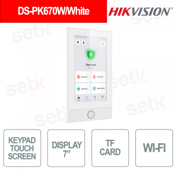 Clavier tactile 7" LAN WiFi RS485 Vidéo en direct Carte SD 128 Go Antivol EN50131 - Hikvision