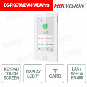 Hikvision 7" White WiFi LAN Touchscreen Keypad with Tag Reader and Advanced Security Control