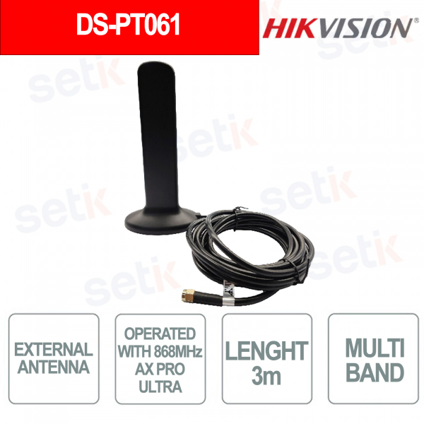 AX PRO Ultra 868 MHz External Antenna with 3m Cable Multi-Band 698-2700 MHz for Secure Communication - Hikvision